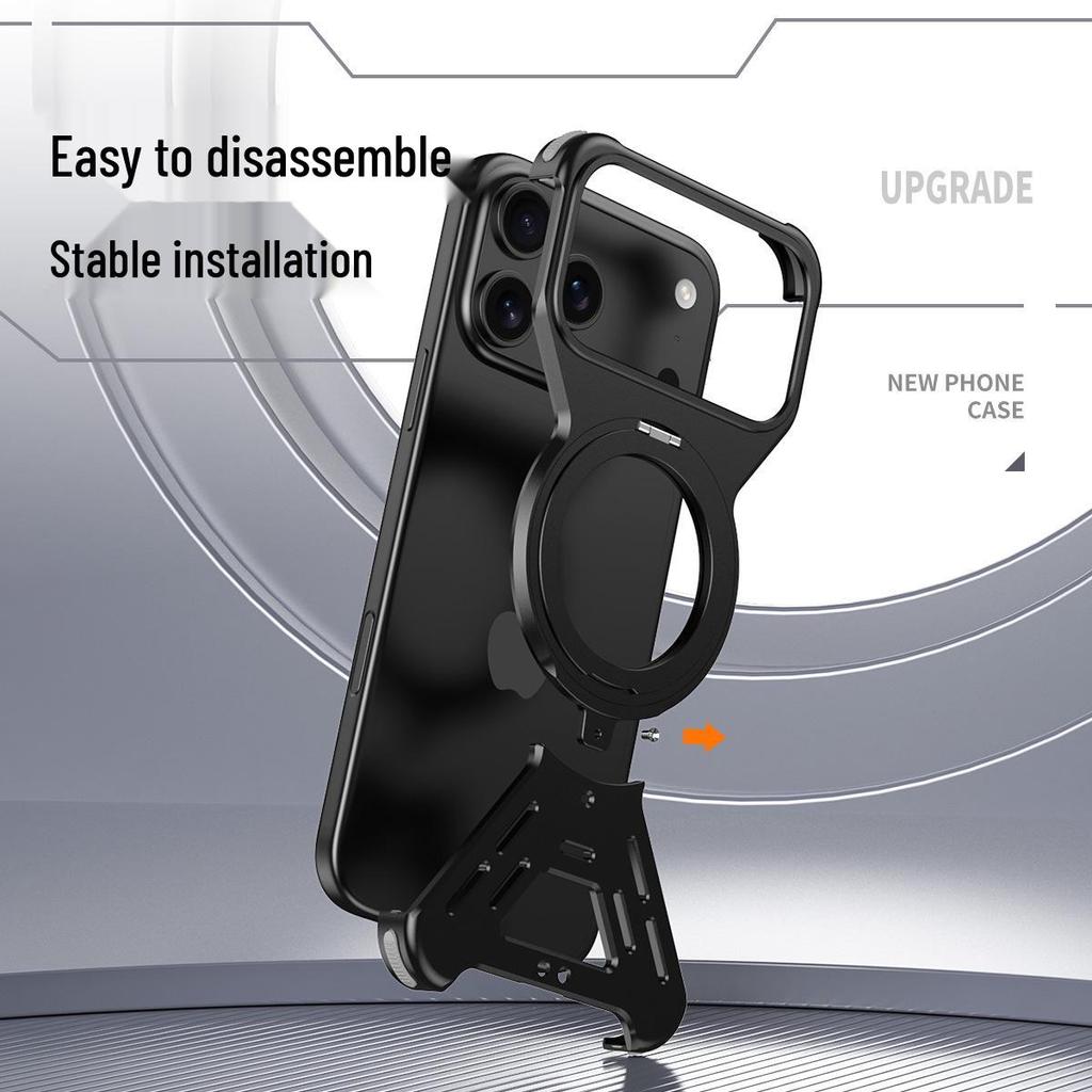 iPhone 17 Pro Max Magnetic Rotating Aluminum Phone Case - Drop-Proof, Heat Dissipating, Cross-Border Compatible
