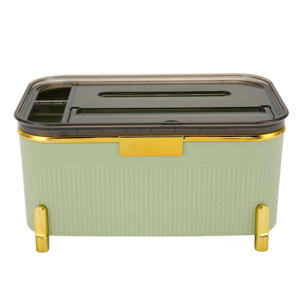 Tissue Box Holder with Storage Raised Bottom Multi Purpose Tissue Box Organizer for Pens