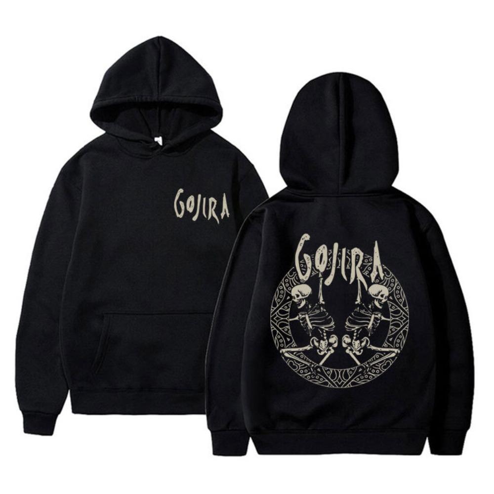 Metal Band Gojira Skeleton Double Sided Graphic Print Print Hoodie men‘s Autumn fleece Hoodie Long Sleeve Fashion