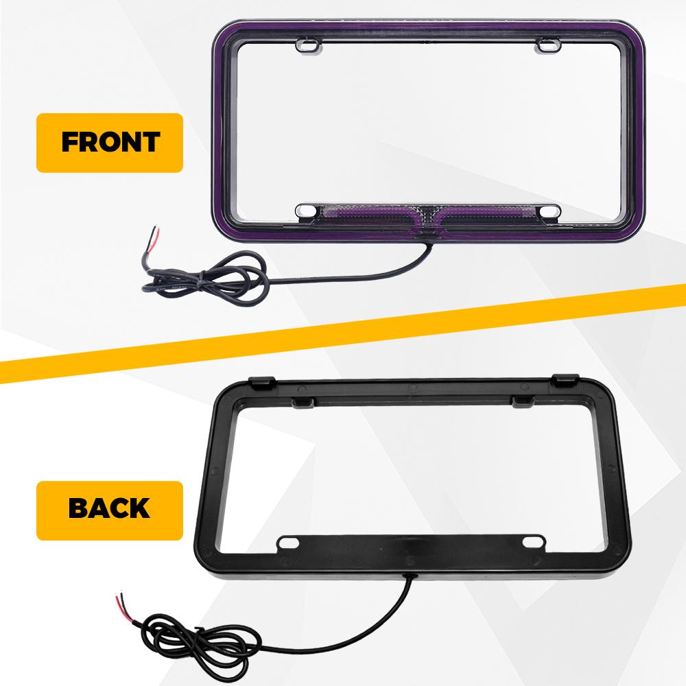 12V Red LED License Plate Frame Acrylic Lighted USA/Canada Tag Cover Holder for Auto Truck Vehicles Car Styling License Plate Covers Frames 6
