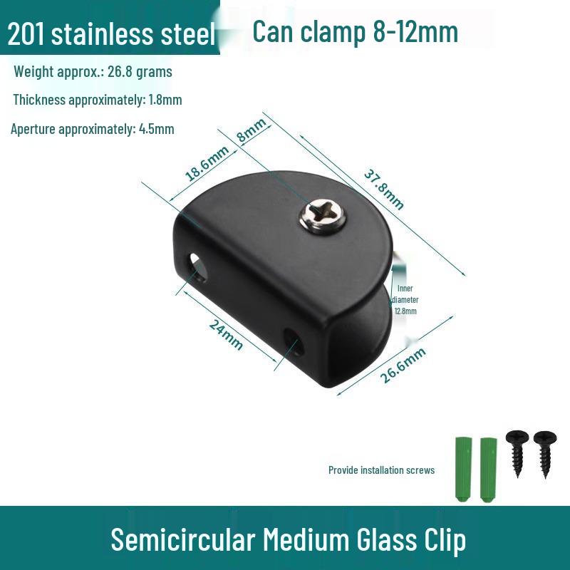 304 Stainless Steel Semicircular Glass Shelf Holder Clip