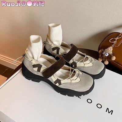 Ruoji Sports Mary Jane Shoes Women's 2025 New Functional Wind Casual Retro Platform Shoes Single Shoes Ballet Shoes