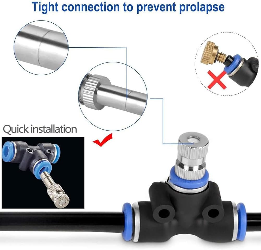 5Pcs Low Pressure 6mm Pneumatic Fitting Pipe Connector Garden Tools Water Fog Sprayer Misting Cooling System Atomizing Nozzles