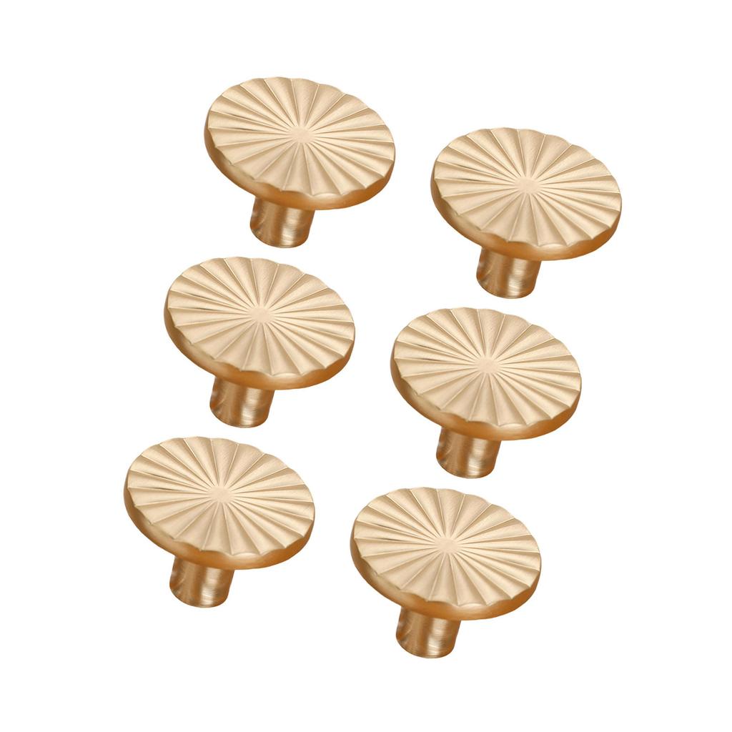 Pack of 6 Cabinets Knobs Brushed Brass Zinc Alloy Round Drawer Handle for Closet Dresser and Wardrobe Decoration