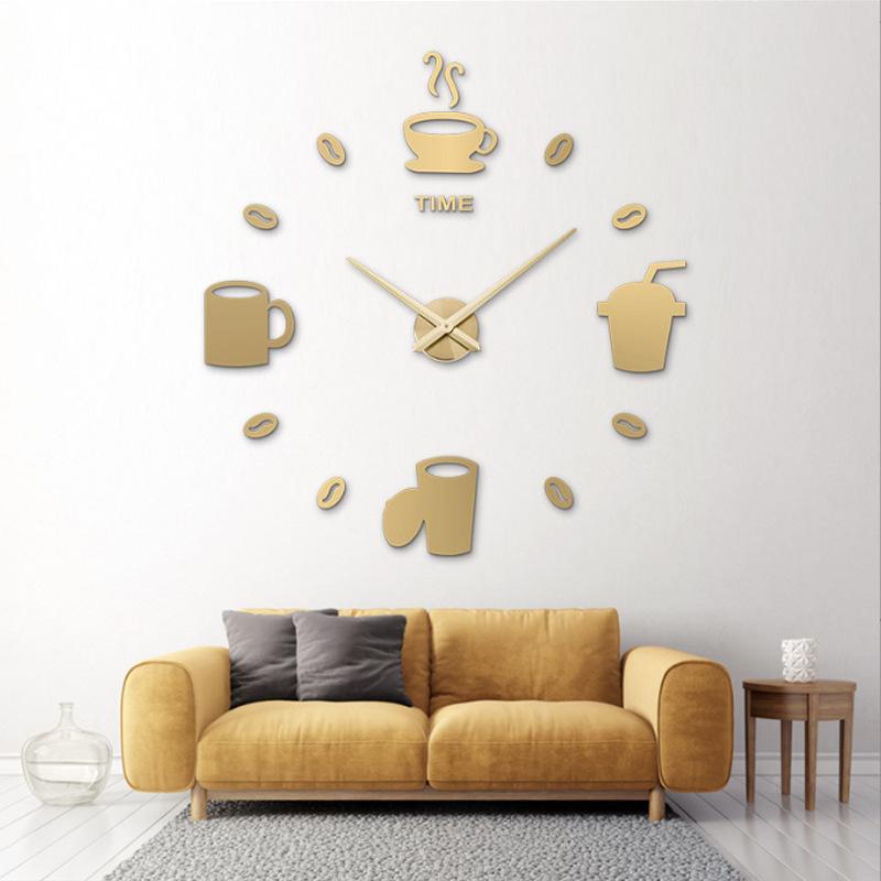 Three-dimensional Digital Wall Clock Living Room Dining Room Kitchen Coffee Cup Clock Diy Silent Simple Wall Sticker Decorative Clock