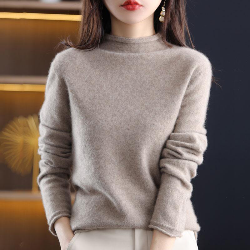 Damen Kaschmirpullover Qinghe Kaschmir 30% Kaschmir 70% Wolle Damen Herbst und Winter Kaschmirpullover weich und warm