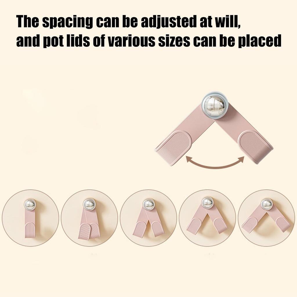 2PCS Punch Free Wall Mounted Pot Lid Holder,Adjustable Pot Lid Holder Wall-Mounted Kitchen Storage Rack,Suction Cup Pot Lid Rack