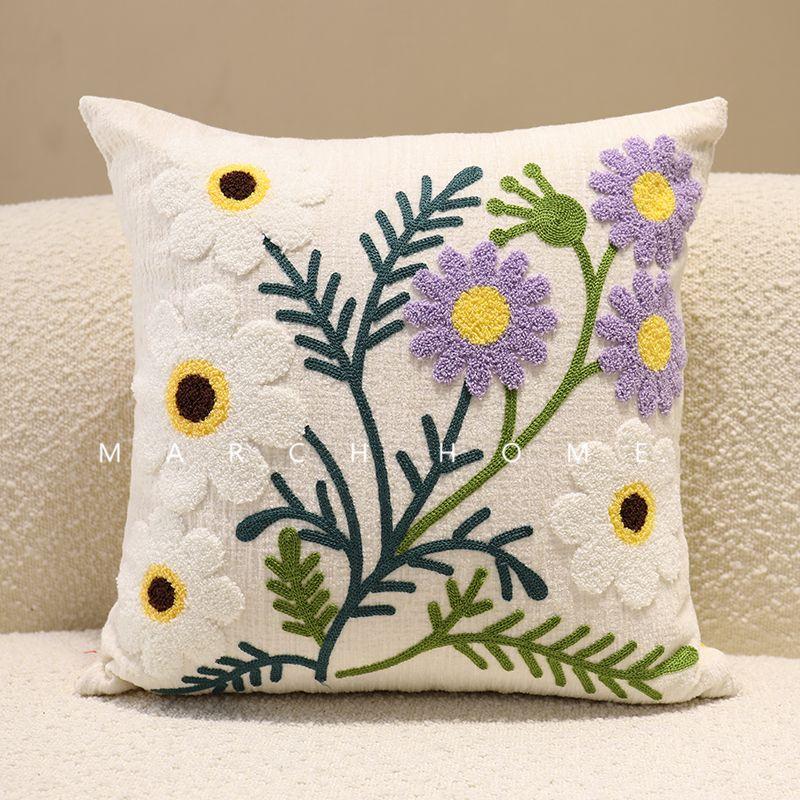 

Доступная роскошь Современный стильный диван для гостиной Подушка Подушка Подушка для спальни Прикроватная подушка Наволочка Неосновная хлопковая ткань Chenille White purple big flower Pillowcase