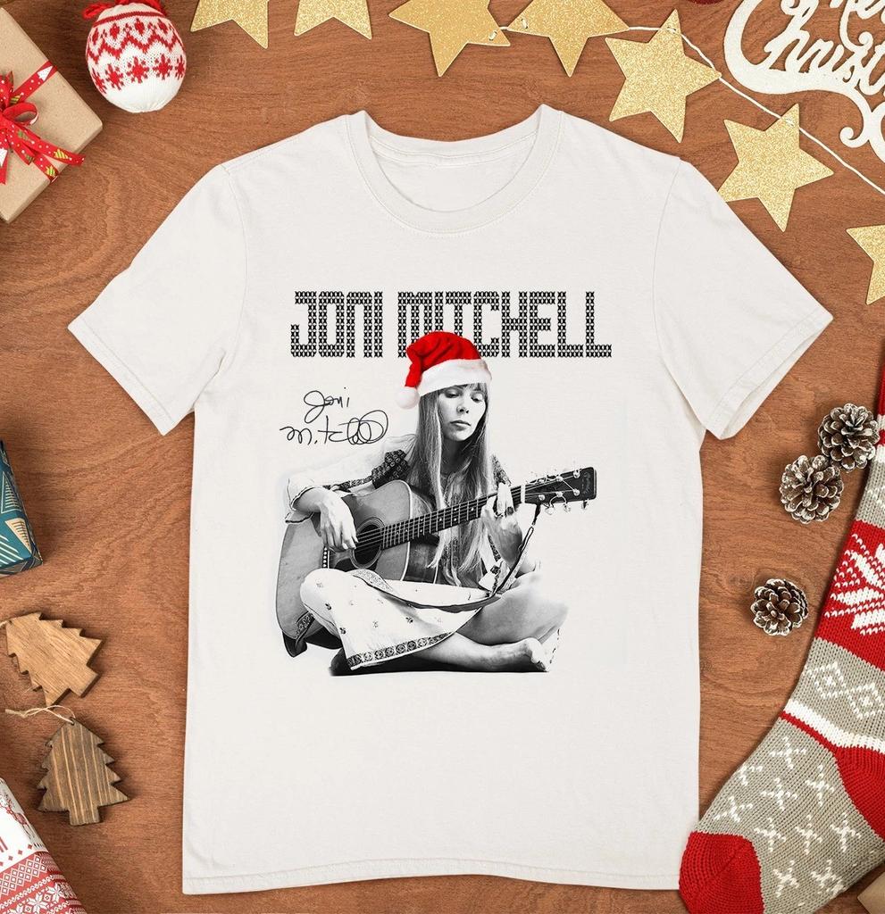 NEUES Santa Joni Mitchell Signiertes Geschenk für Weihnachten Weiß Alle Größen T-Shirt TU358