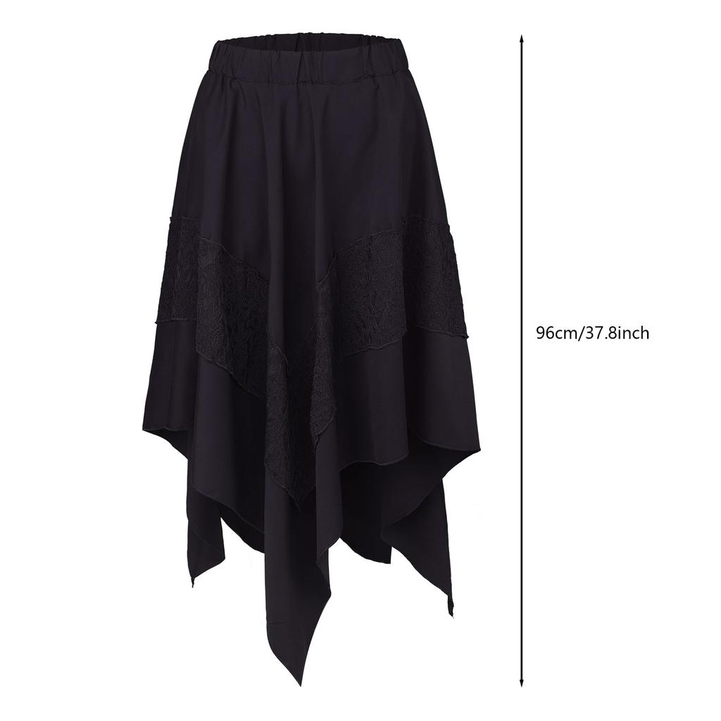 Punk Lace Skirt for Asymmetrical Free Halloween Mysterious Atmosphere [Afindern] Women, Hem, Lolita, Gothic, Size, Costume,