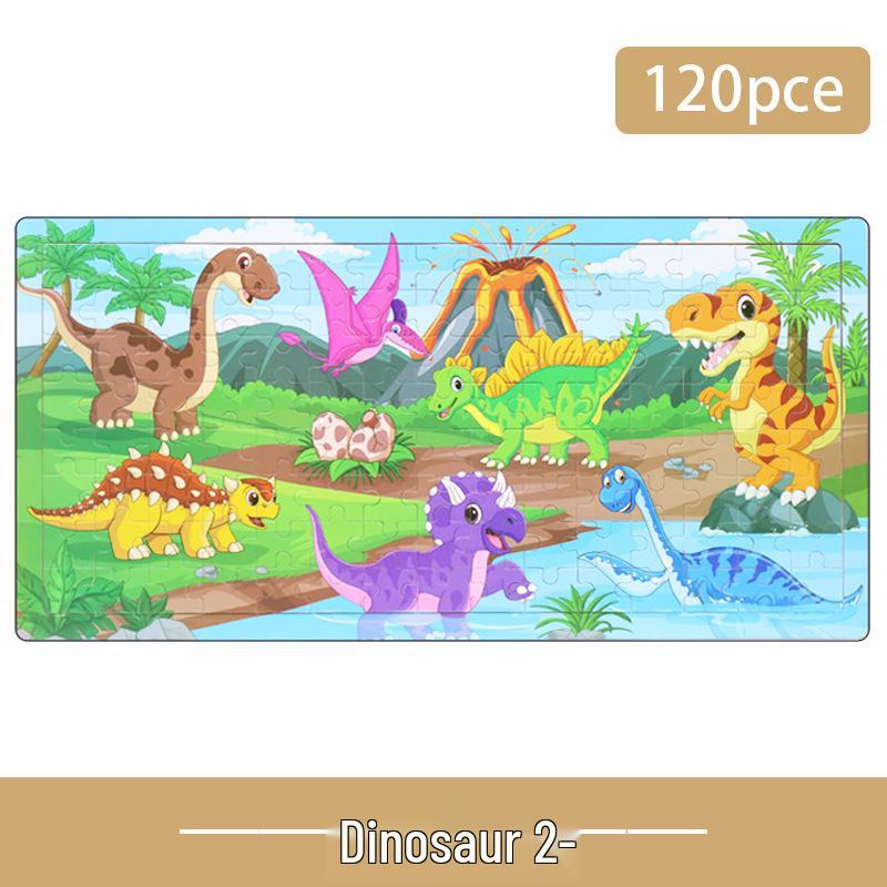 Wooden Animal Cartoon Jigsaw Puzzle Board - 30, 60, 98, 120-piece Toy for Early Childhood Education
