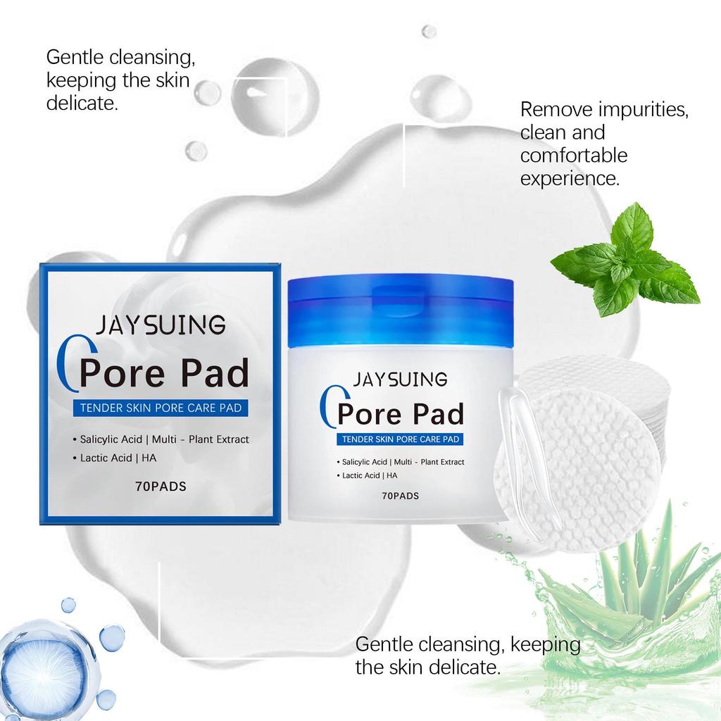Salicylic Acid Pore Cleansing Cotton Pads, Containing Lactic Acid and Salicylic Acid, Specially Designed for Exfoliation and Pore Care (70 Pieces)