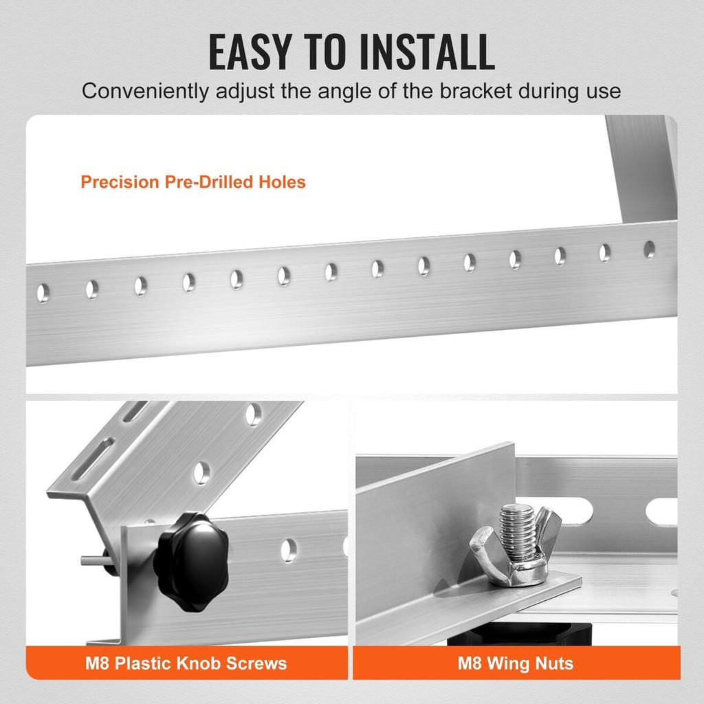 45-Inch Solar Panel Mount Brackets 0 - 90° Adjustable Tilt Brackets 2-Set