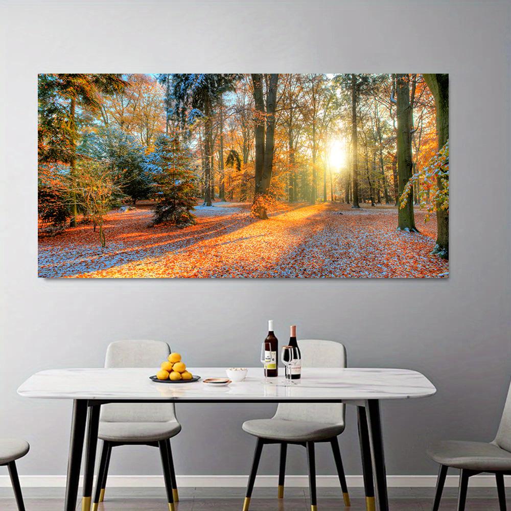 Nature Landscape Wall Decor for Living Room, Modern Forest Sunrise Canvas Art Print - Bedroom, Home Office - Perfect Gift for Fall