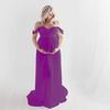 Elegant Lace & Chiffon Elastic Maternity Gown for Photoshoots