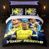 Set Biancheria da Letto Personalizzato Cristiano Ronaldo con Nome Testo 1 Copripiumino+2 Federe Logo Calcio Regalo Personalizzato per Occasione Speciale Arredamento Camera da Letto