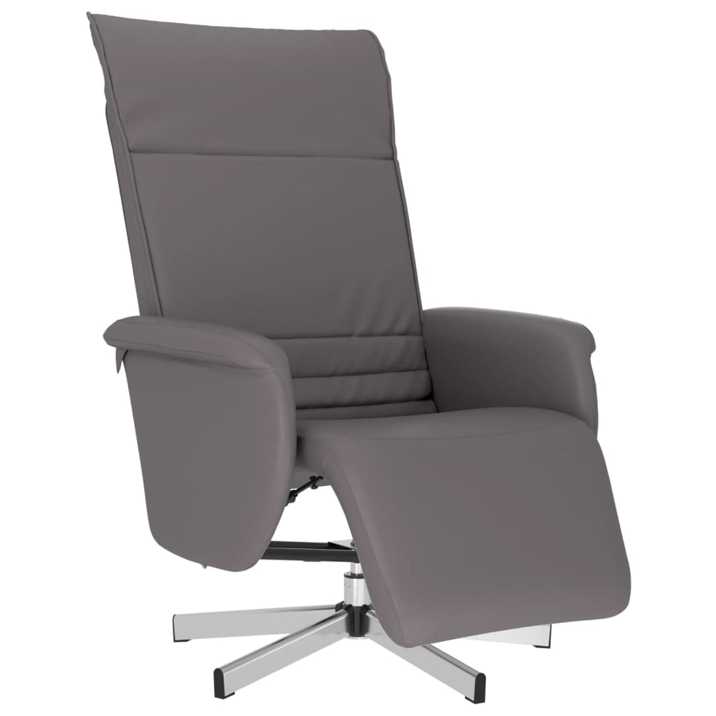 Recliner Chair with Footrest Grey Faux Leather