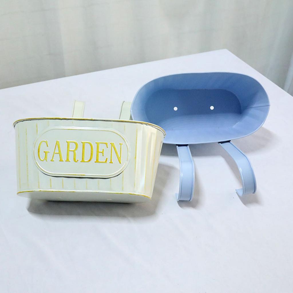 Outdoor Plants Planter Black Metal Iron Hanging Flower Pots Decks Railings Fence Buckets Modern Boho Wall Mount Window Box Plant Holder Hooks Porch