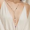 Bohemian Colorful Y-Shaped Long Necklace for Women Vintage Gold Metal Crystal Pendant Adjustable Chain Anti-Tarnish Design
