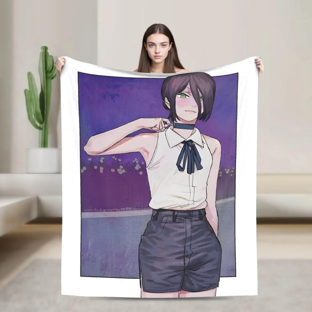 ChainsawsMan Reze Fleece Blanket Soft Warm Anime Movie Throw Blanket for Home Living Room Dorm Gift