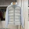 College Sweet Stand-Up Collar Splicing Knitted Down Jacket Female Students Versatile Design Warm Winter Fashion Jacket