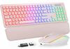 Rechargeable RGB Backlit Wireless Keyboard & Mouse Combo with Ergonomic Tilt Keys