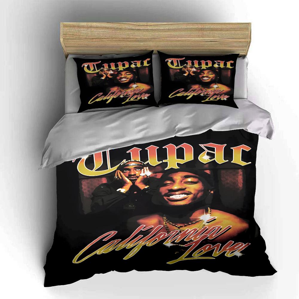 Tupac California Love Druck Bettwäscheset Bettwäscheset (1 Bettbezug, 2 Kissenbezüge, Bettdecke nicht enthalten)