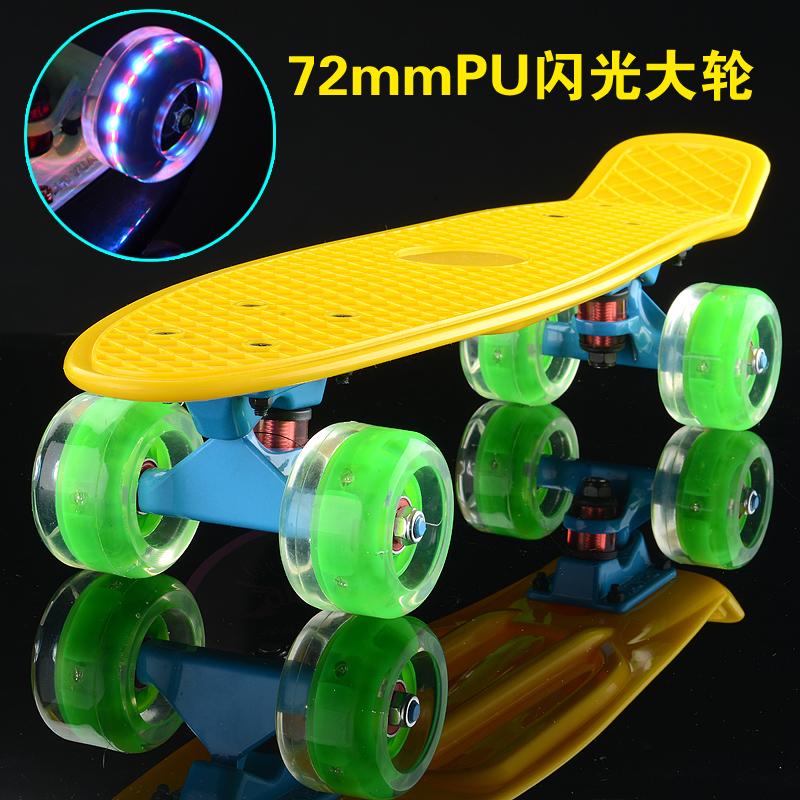 Penny Board Skateboard, Blinkande Hjul, Mini Fish Board, Stadscruiser, Retro Skate Scooter, Trendiga Kompletta Skateboards, 22"