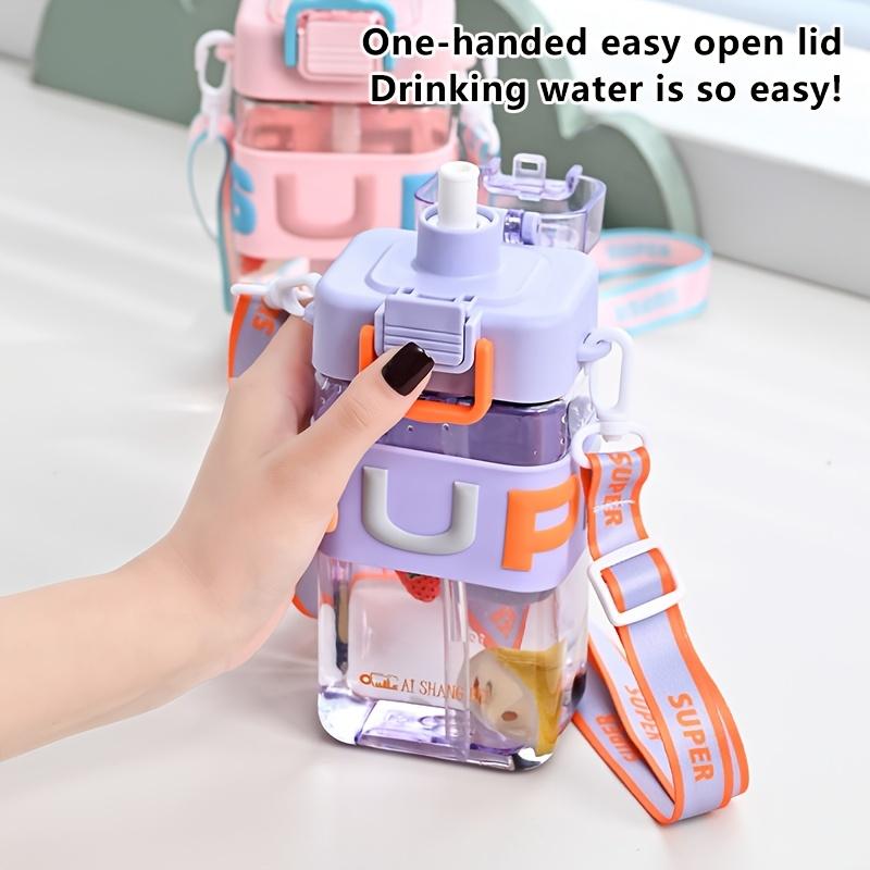 A Portable Cup for Students To Carry To School,Featuring A Square Design with A Sturdy Strap and Handle,Heat Resistant,For Students During Summer