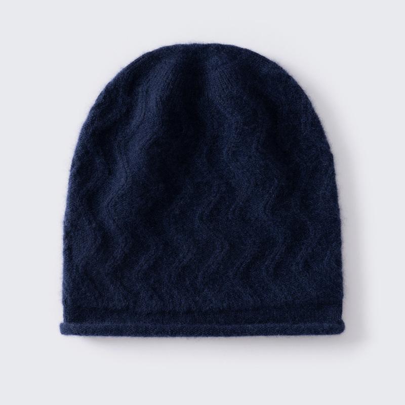 Autumn and Winter New% Pure Cashmere Hat for Men and Women Warm Knitted Casual Crimped Wool Hat