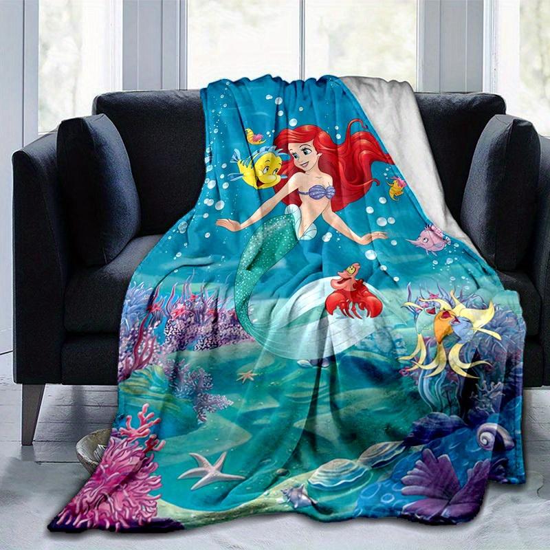 1PC Cartoon Mermaid Blanket, Underwater World Decorative Throw, Perfect for Home Decoration, Gift Idea, All Seasons Use, Living Room, Travel