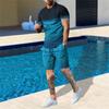 Treningsdress for menn 2-delt sett Sommerstriper Sport Hawaiiandrakt Kortermet T-skjorte og shorts Uformelt mote Manneklær