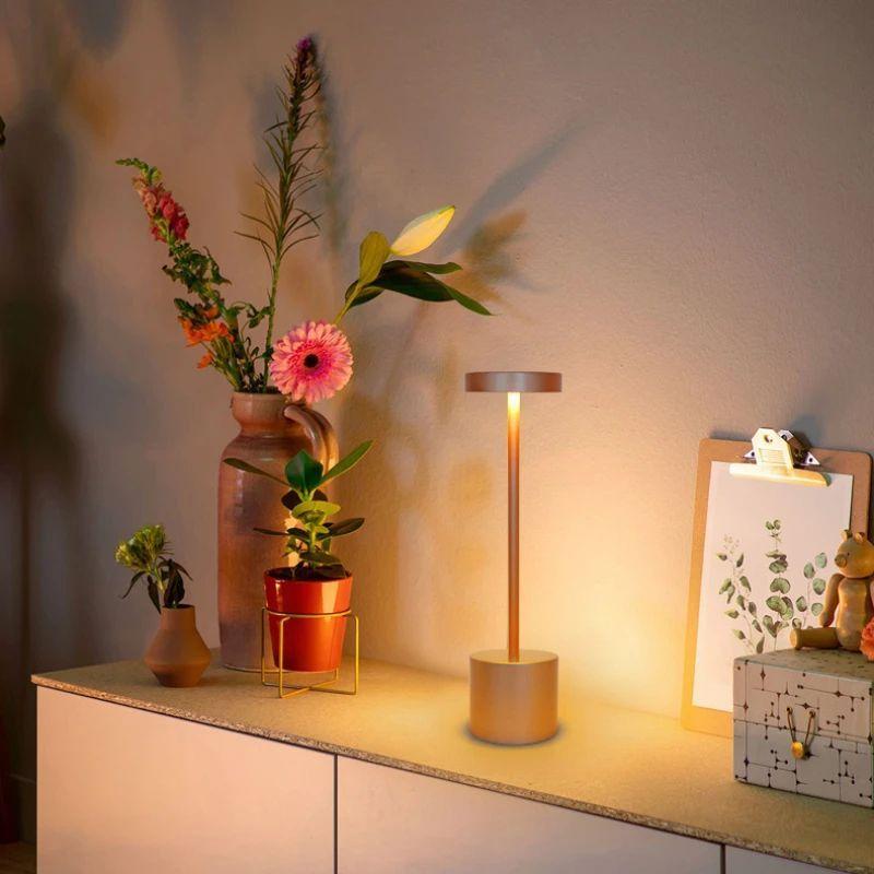 Simple LED Rechargeable Touch Metal Table Lamp Three Colors Bedside Creative Ambient Light Bar Outdoor Decoration Night Light