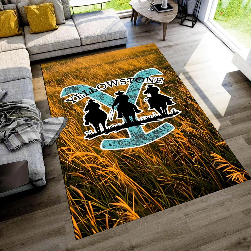 Yellowstone Western Adventure Floor Rug Office Rug Suitable for Living Rooms Entryway Outdoor Study Room Anti-slip Rug Decorate Offices