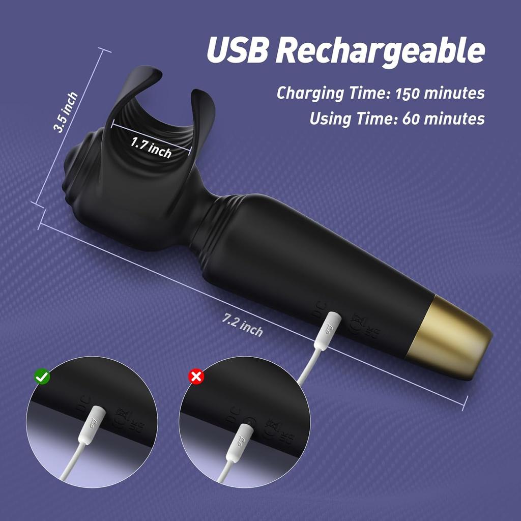 AV Wand Vibrator for Men Women Couple Penis Vibrators Male Masturbator Adult Sex Toys 2 In 1 for Nipple Clitoral Stimulation 18+