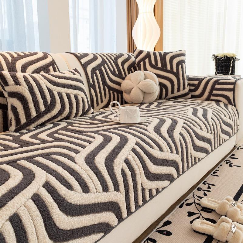 Texture Thick Plush Sofa Cushion Winter New Style Simple Style Dust-Proof Cushion Cover Cloth Sofa Towel Home Couch Decor