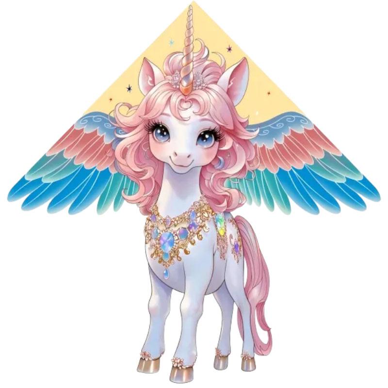 Aquilone Unicorno Colorato per Bambini e Adulti - Facile da Far Volare con Brezza Leggera