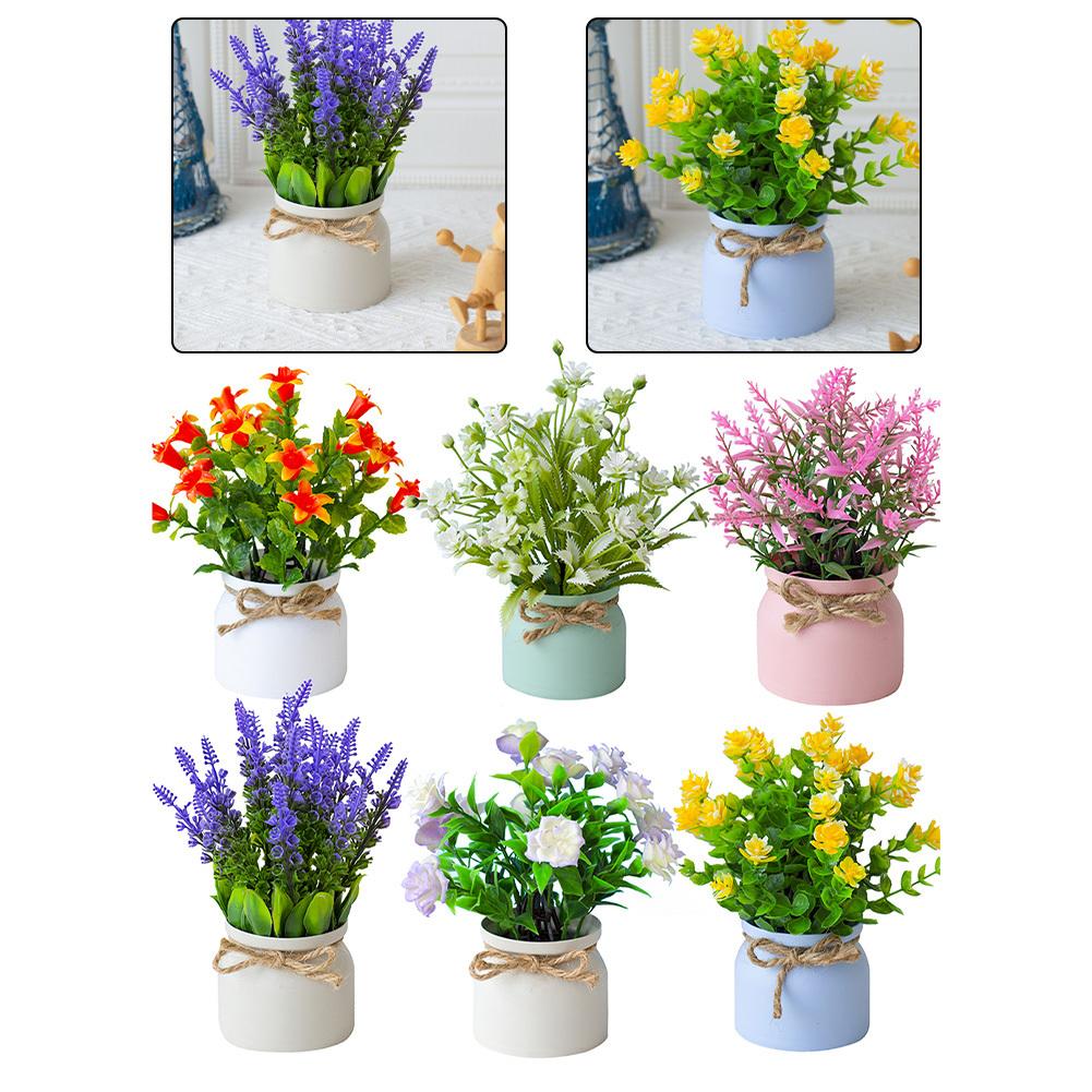 Indoor Ambiance Artificial Pot Flowers Charming Faux Flower Arrangements Charming Rustic Bow Accent Indoor Low-Maintenance Plant