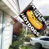 1pc Multi-Size Optional Fun Hot Dog Lovers "I'm Only Here for Hot Dogs" Polyester Flag - Weatherproof Indoor/Outdoor Decor with 2 Metal Rings, Black B