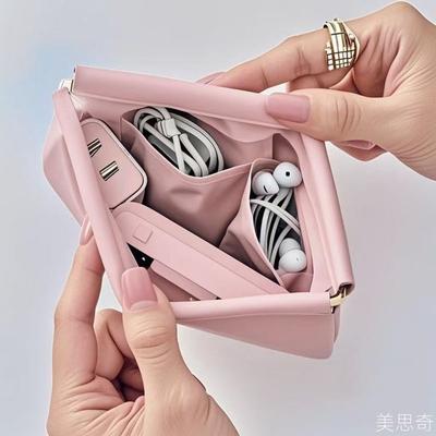 Data Cable Storage Bag Automatic Closure Portable Shrapnel Bag Mouth Red Envelope Large Capacity General Storage Bag Money