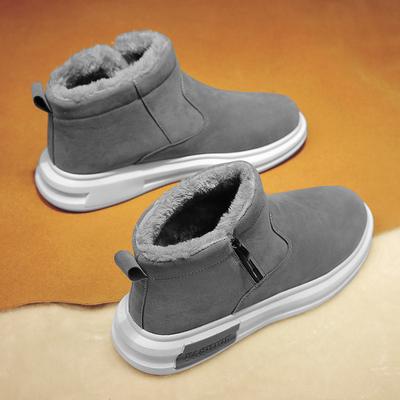 Snow Boots Men's Shoes Winter Velvet Warm Northeast Thick-soled Leather Surface Warm Cold-proof Snow Boots Bread Shoes