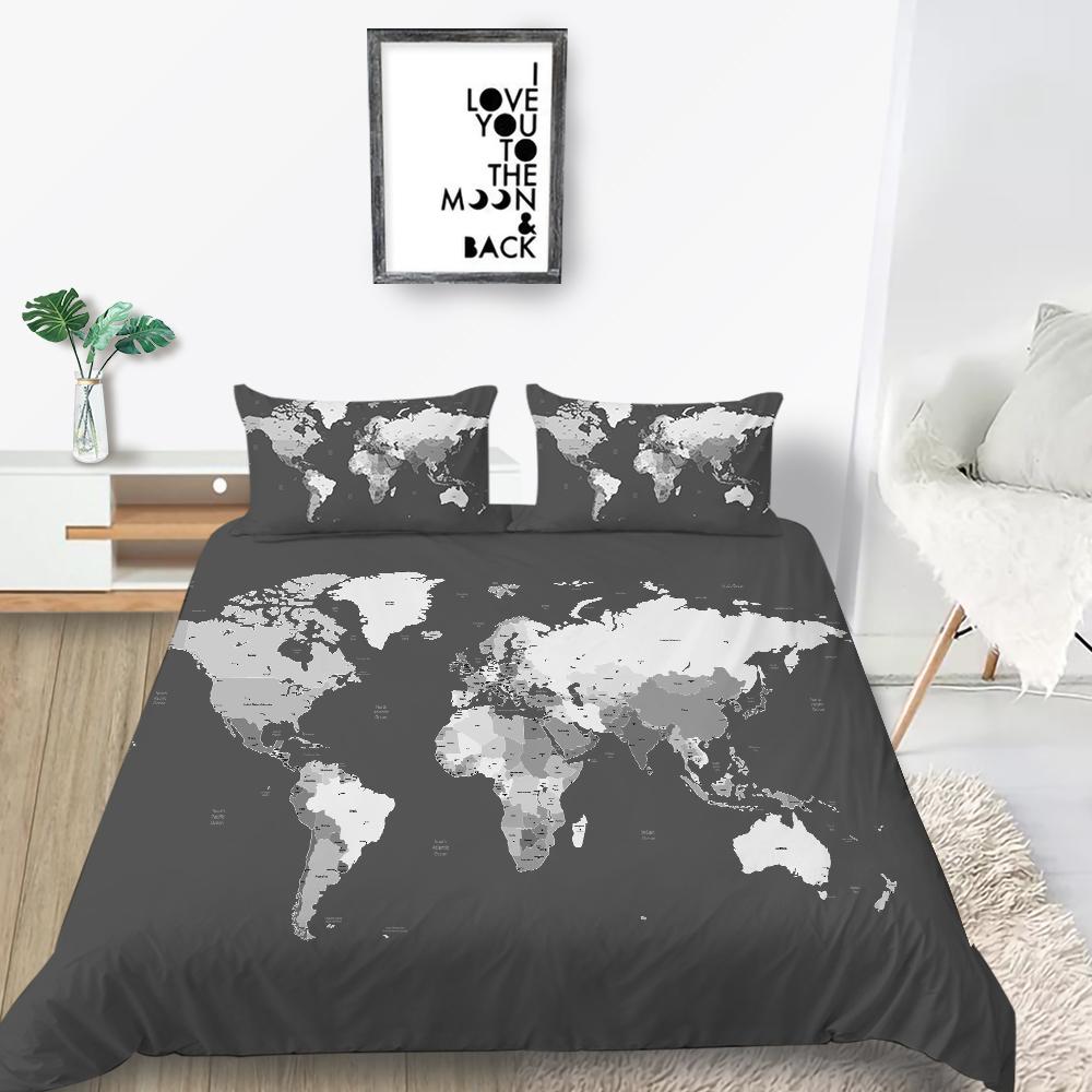 Nová móda Módní styl Sada povlečení Jedinečný design Sada povlaku na přikrývku Chlapci Dospívající King Queen Size Luxusní ložní prádlo Oblek Mapa Ložní soupravy