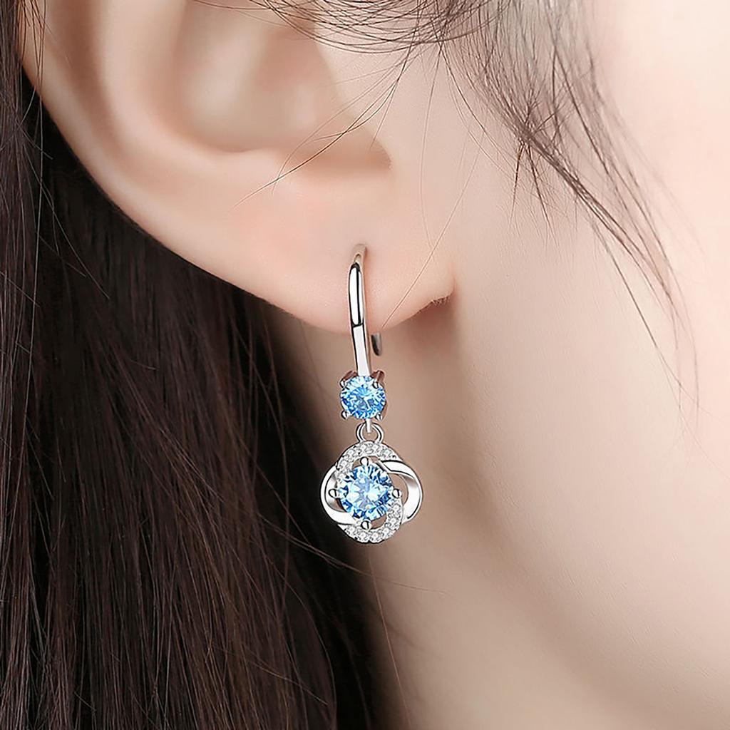 Diamond-studded Creative Earrings Temperament Long Four-leaf