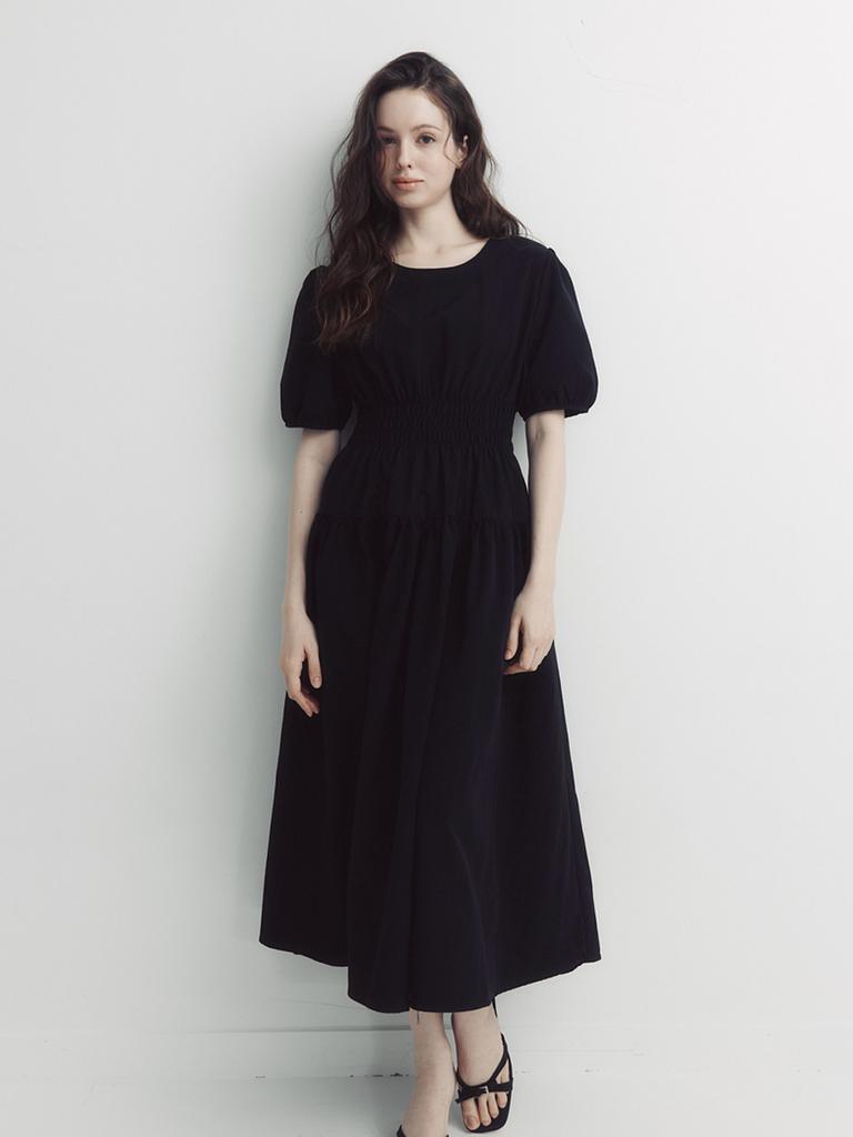 September Twenty Smoked Puff Dress (Black)