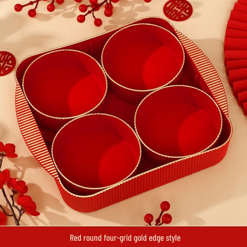 Wedding & Engagement Fruit and Candy Plate - Elegant Red Ornament for Living Room