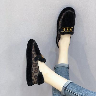 Niche Design Women's Shoes Fluffy Shoes Flat-soled Doudou Shoes Versatile Velvet Cotton Shoes Women's New Autumn and Winter