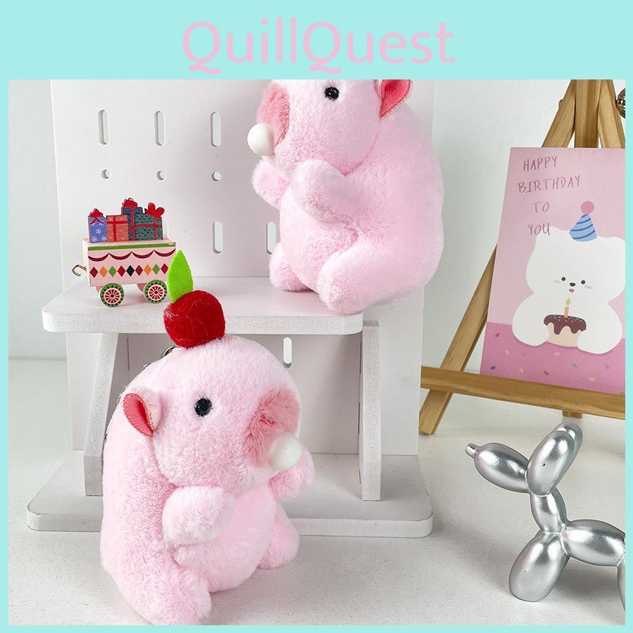 Charming Capybara Plush Keychain Soft Short Plush Bubble Blowing Apple For Stress Relief