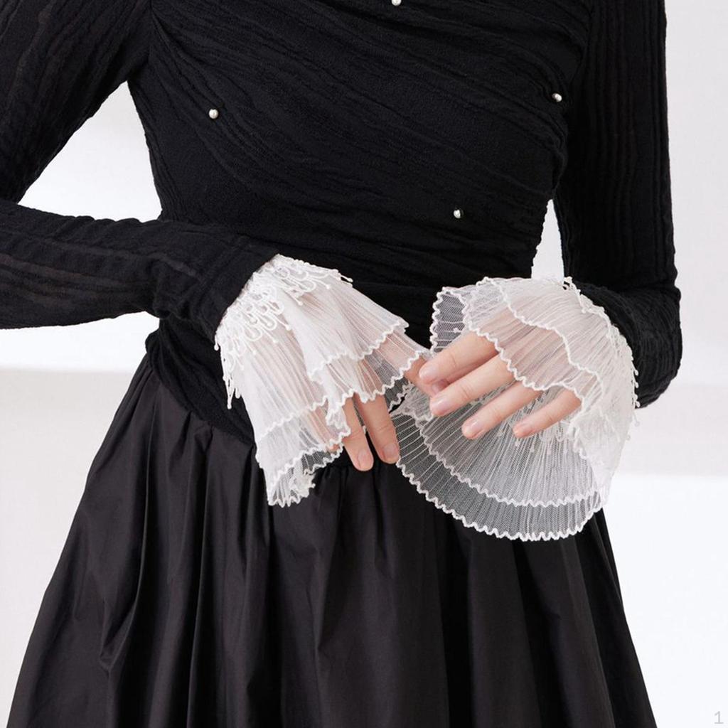 2 Pieces False Cuffs, Retro Lace Versatile Stylish Fake Sleeve Cuff,