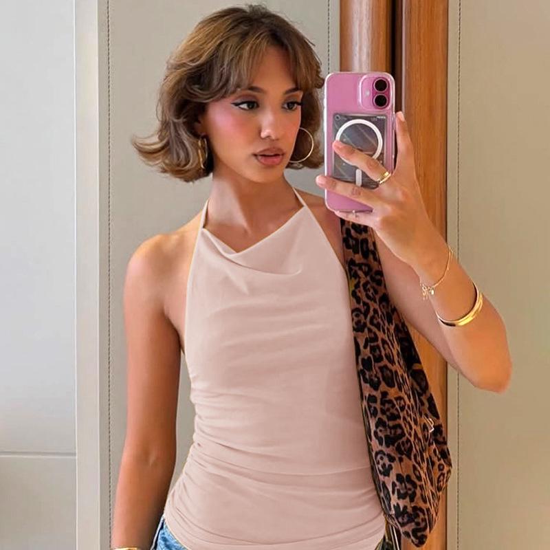 Avrupa Kadın İlkbahar/Yaz Seksi Arkası Açık File Askılı Üst