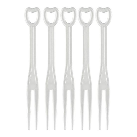 100Pcs/Set Multi-use Disposable Fruit K Plastic Adorable Heart Shape Handle Dessert K Home